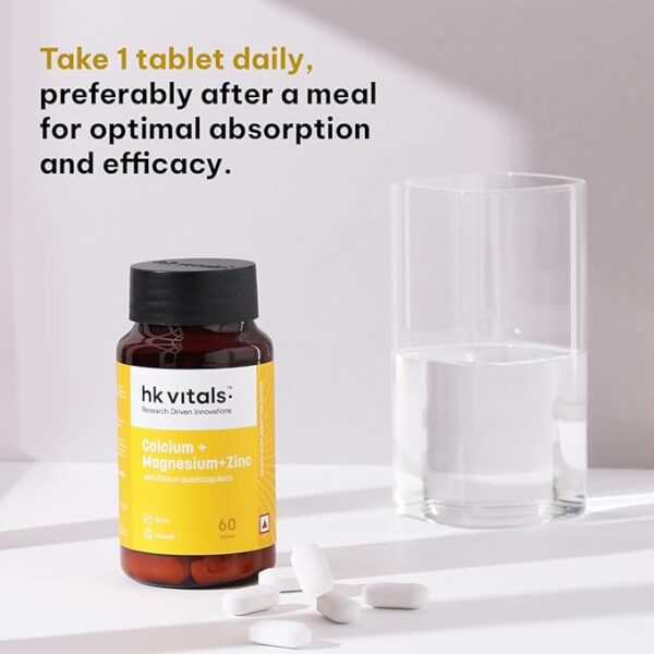 HealthKart hk vitals Calcium Magnesium & Zinc (60 Tablets) | With Vitamin D3, Calcium Supplement for Women and Men | For Bone Health & Joint Support - Image 3
